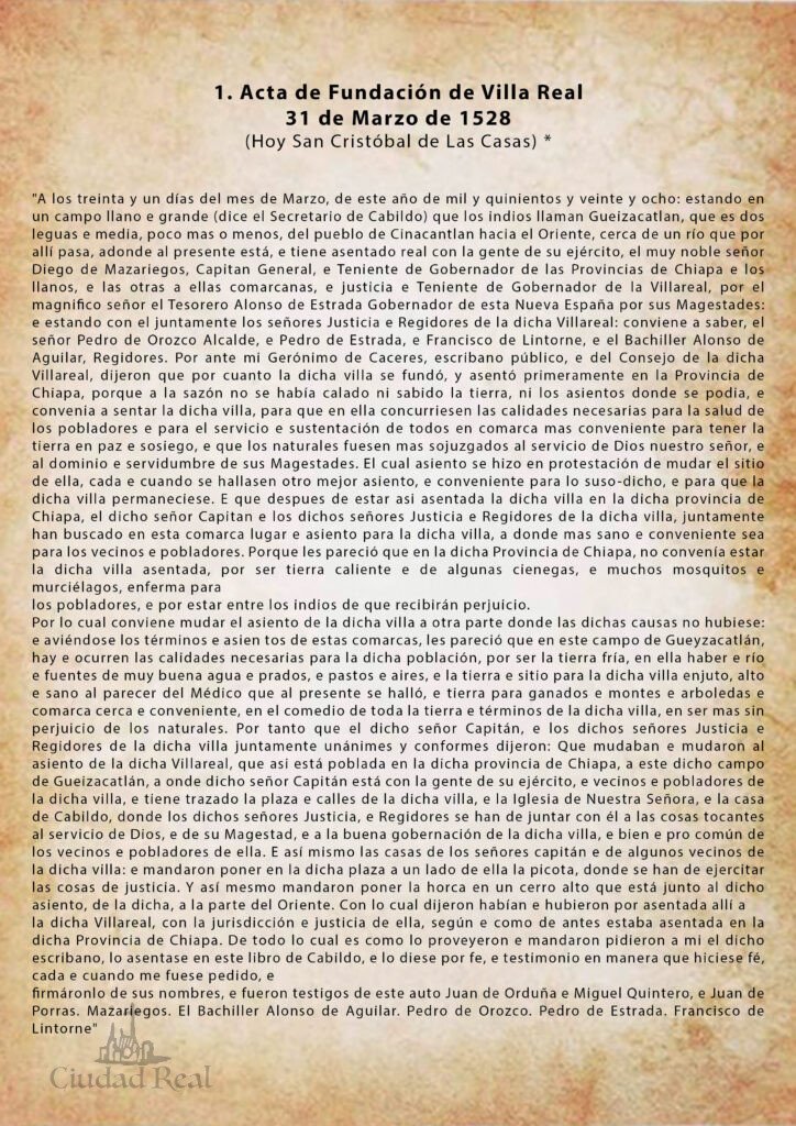 Acta de fundación - Jovel Acta de fundación